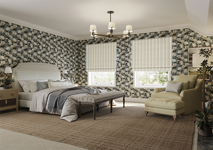 Trellis Prints, Noble Stripe Raffs Blue - Twist&Fit Roman Blind - Image 6